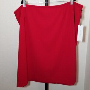 Calvin Klein Womens Plus 24W Red Suit Skirt Pencil Slit Career City Wedding NWT